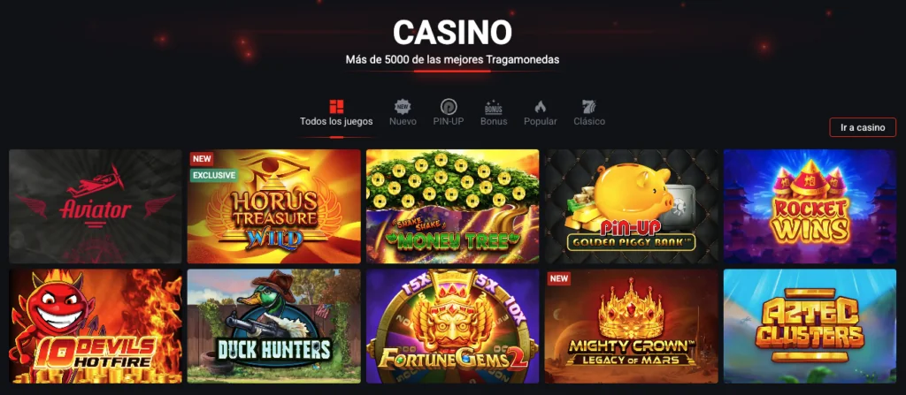 juegos en Pinup casino Chile