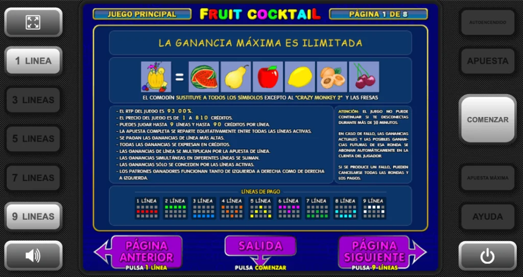 Cómo jugar Fruit Cocktail en Pin Up